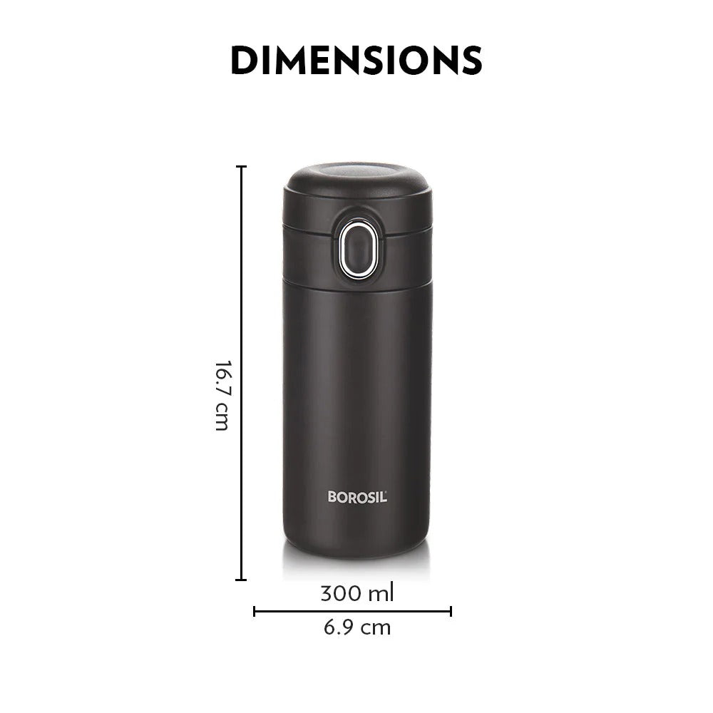 Borosil Hydra Thermoflask Water Bottle Traveller 300ml