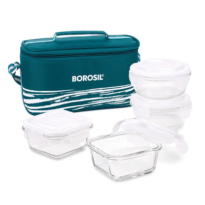 Borosil Steller Glass Tiffin Office Lunch Box with Bag Universal