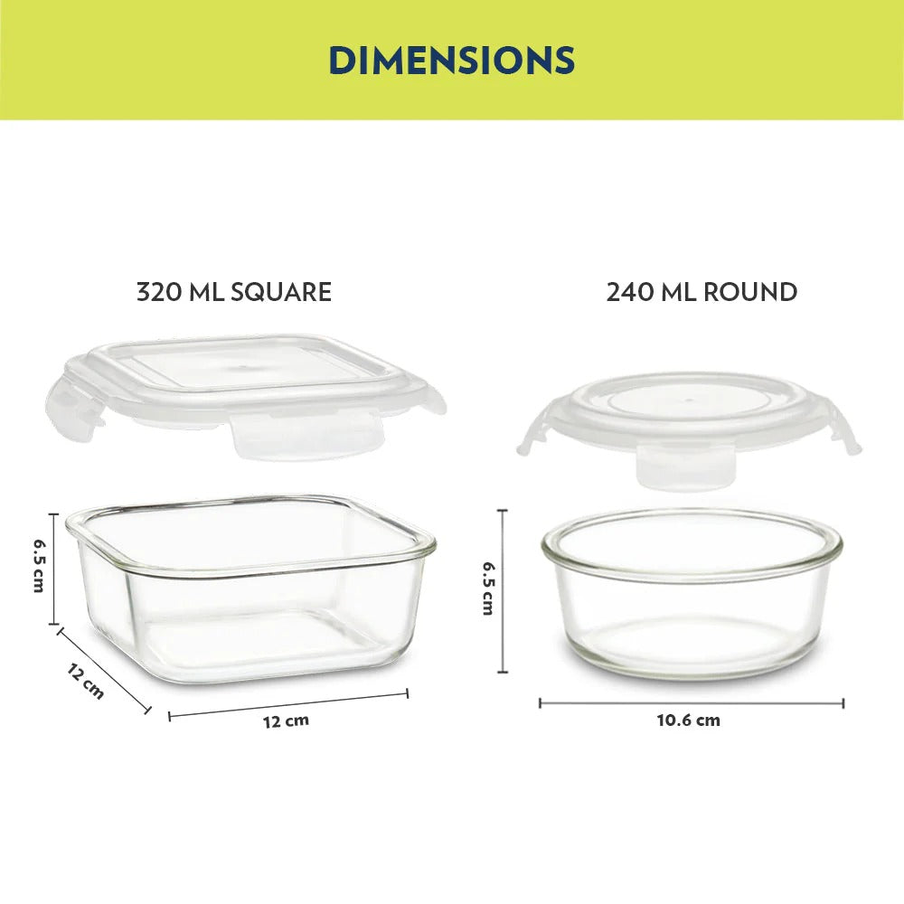 Borosil Steller Glass Tiffin Office Lunch Box with Bag Universal