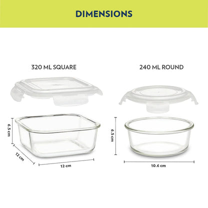 Borosil Steller Glass Tiffin Office Lunch Box with Bag Universal