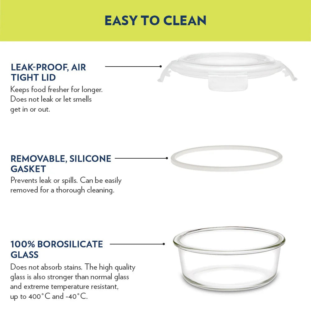 Borosil Steller Glass Tiffin Office Lunch Box with Bag Universal