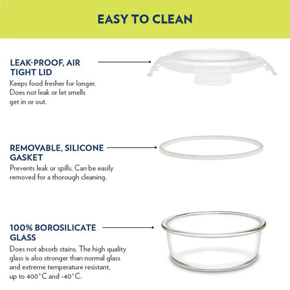 Borosil Steller Glass Tiffin Office Lunch Box with Bag Universal