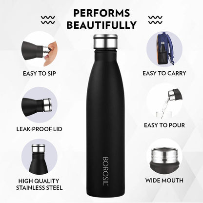 Borosil Fresh Single Wall Stainless Steel Bottle