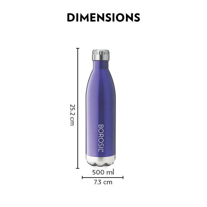 Borosil Bolt Insulated Bottle Trans Blue 500ml