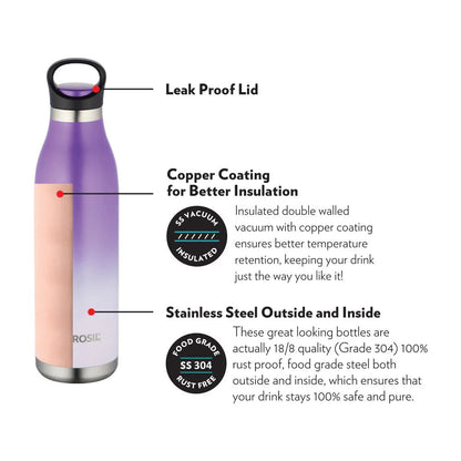 Borosil Hydra Steel Kids Water Bottle ColorCrush Violet