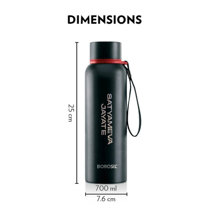 Borosil Hydra Thermoflask Trek Black StayMeva JateVa Edition 700ml