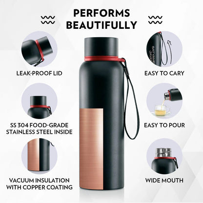 Borosil Hydra Thermoflask Trek Black StayMeva JateVa Edition 700ml