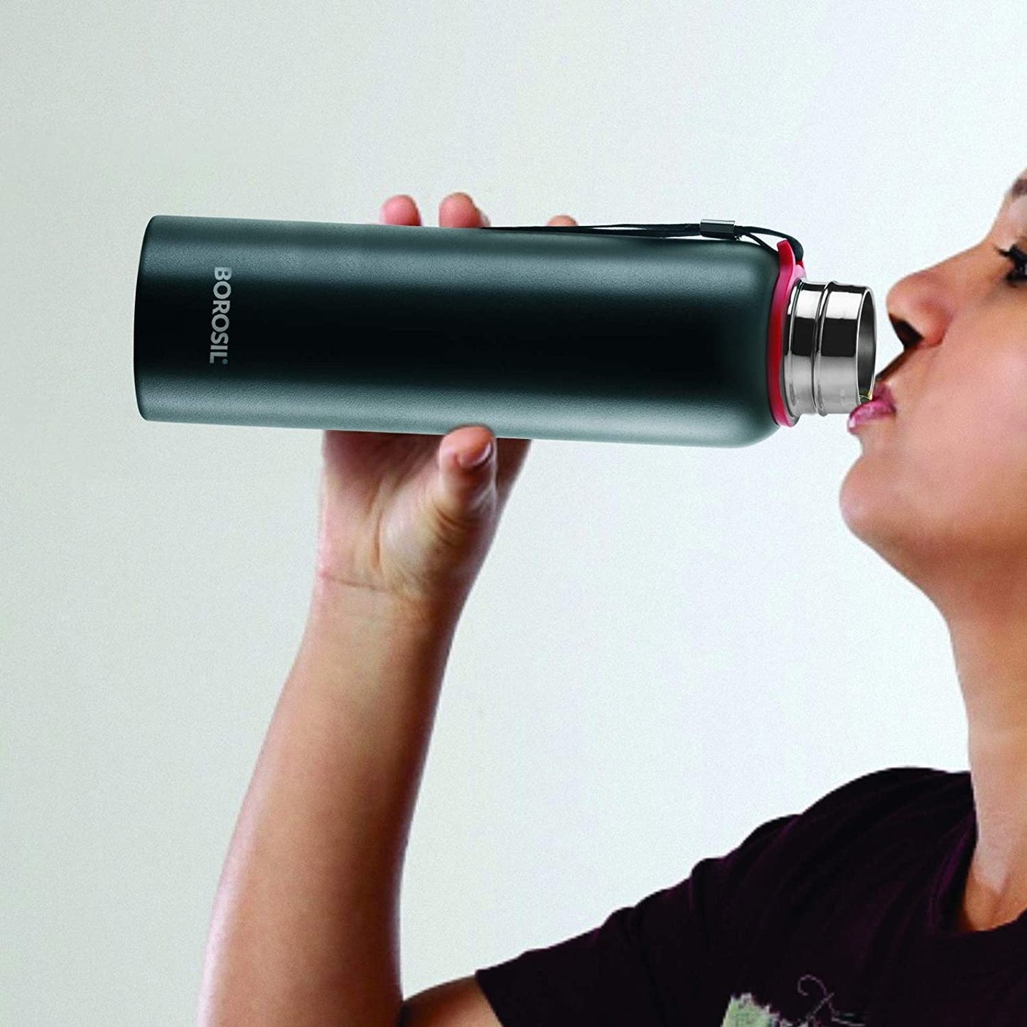 Borosil Hydra Thermoflask Water Bottle Trek Black 500ml