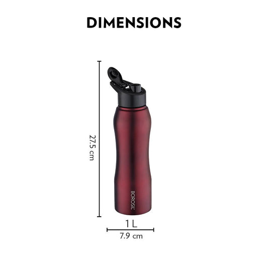 Borosil Grip N Sip Maroon Water Bottle