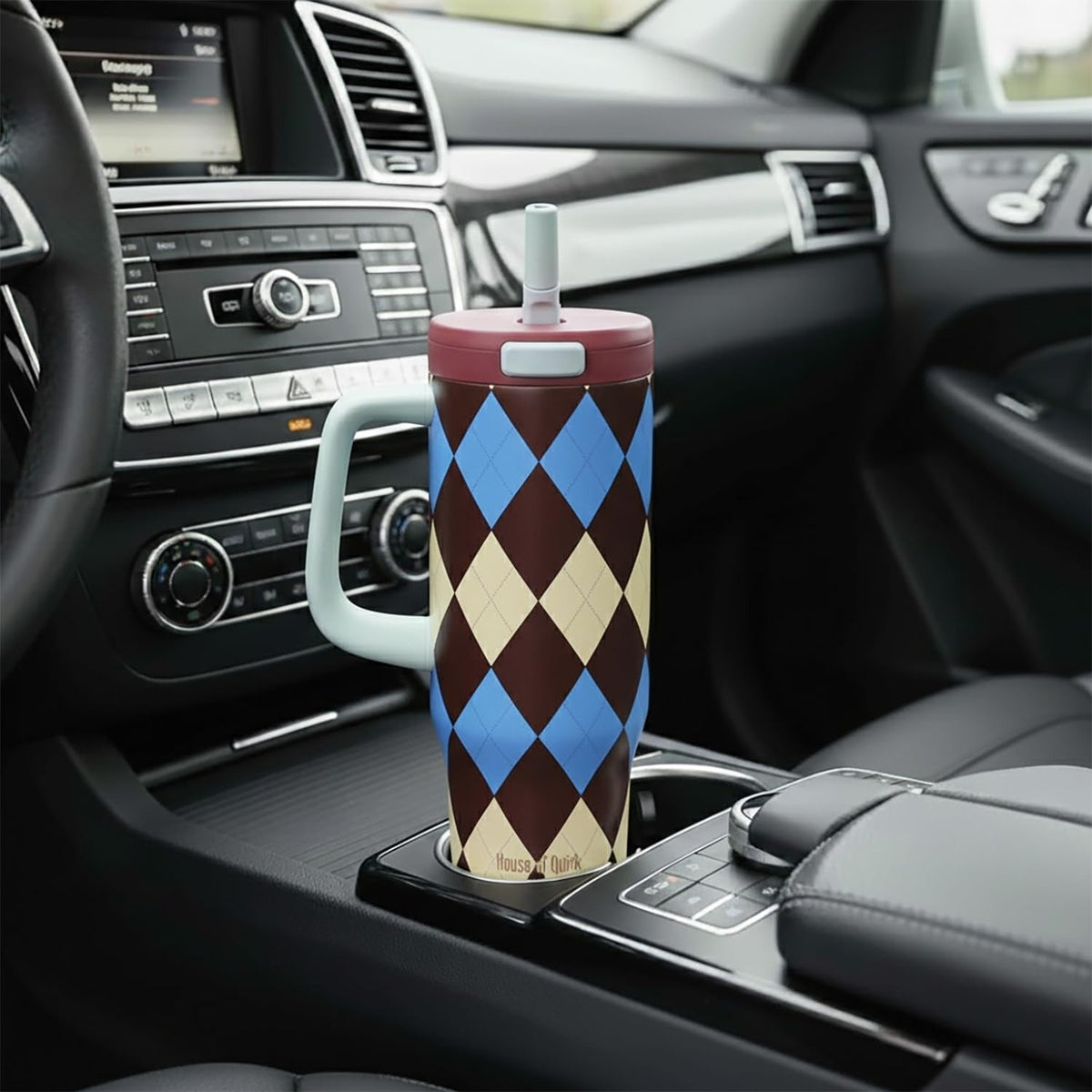 House of Quirk 1200ML Stainless Steel Tumbler - (Retro Plaid)