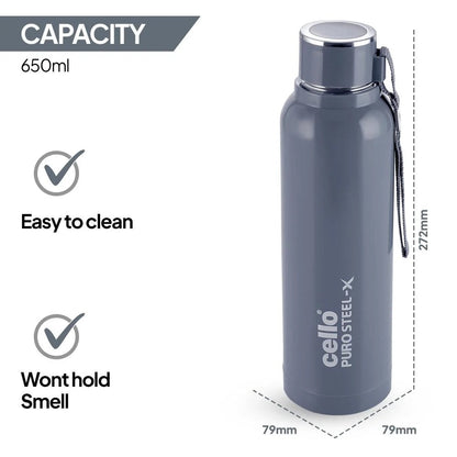Cello Puro Steel X Benz 900ml Insulated Bottle - 650 ml