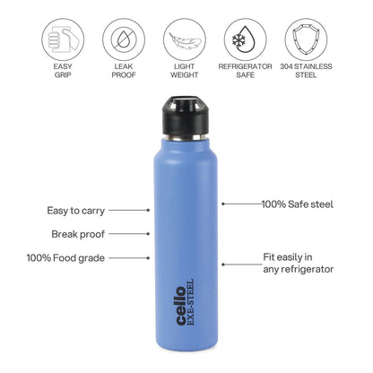 Cello Solido Exe Single Walled Stainless Steel Water Bottle