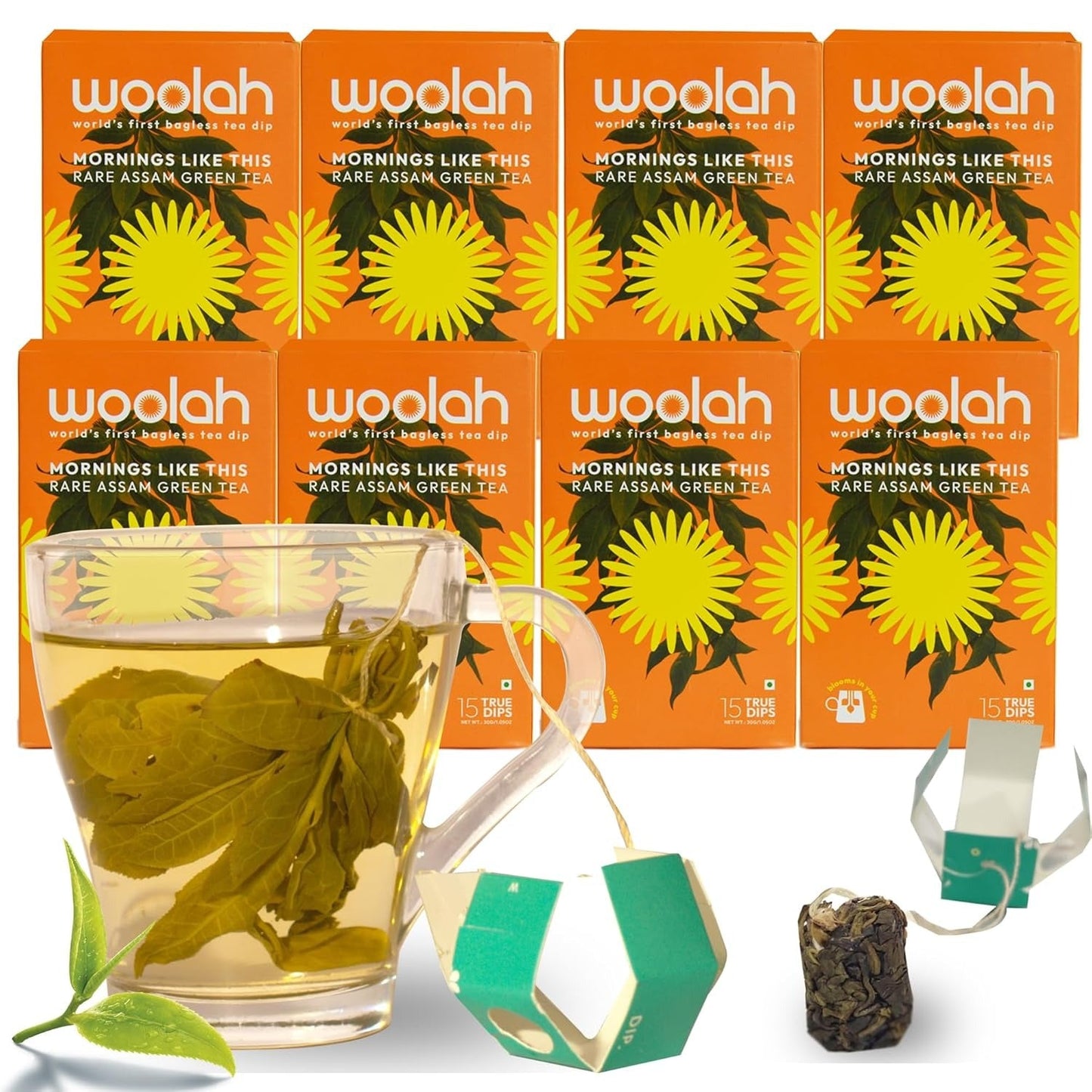 Woolah Artisanal Assam Green Tea Organic Bagless Tea Dip