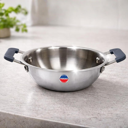 Tosaa Triply Mini Kadhai 3-Layer Base Ideal for Frying Tadka Compact Induction Compatible - 450 ml