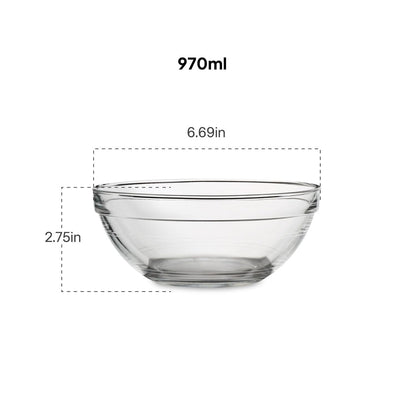 CELLO Zenith Set of 2 Pcs Round Serving Glass Bowl for Kitchen 500 ml, Transparent