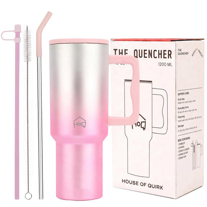 House of Quirk 1200ML Stainless Steel Tumbler with Handle - Electric Pink