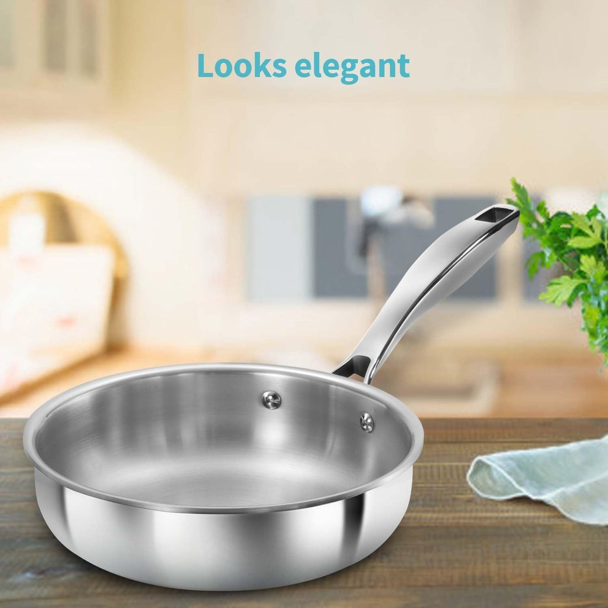 Hawkins Pro 18 cm Frying Pan, Triply Stainless Steel Fry Pan with Stainless Steel Handle