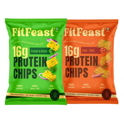 FitFeast Protein Chips - Variety Pack(  Peri Peri & Cream and Onion)