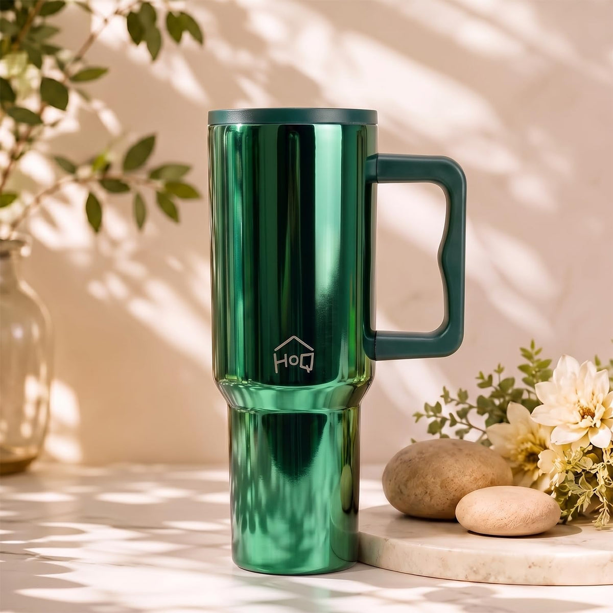 House of Quirk 1200ML Stainless Steel Tumbler with Handle - Mettalic Green