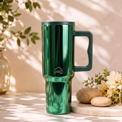 House of Quirk 1200ML Stainless Steel Tumbler with Handle - Mettalic Green