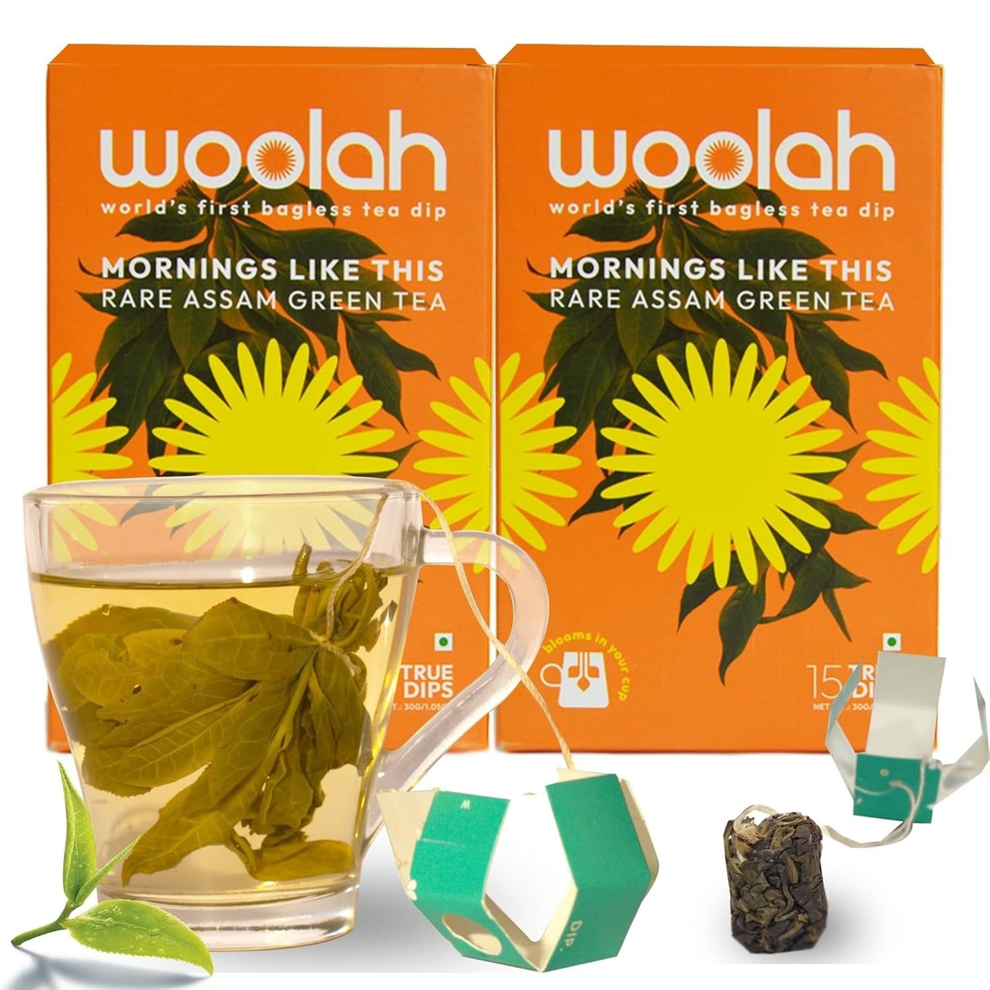 Woolah Artisanal Assam Green Tea Organic Bagless Tea Dip
