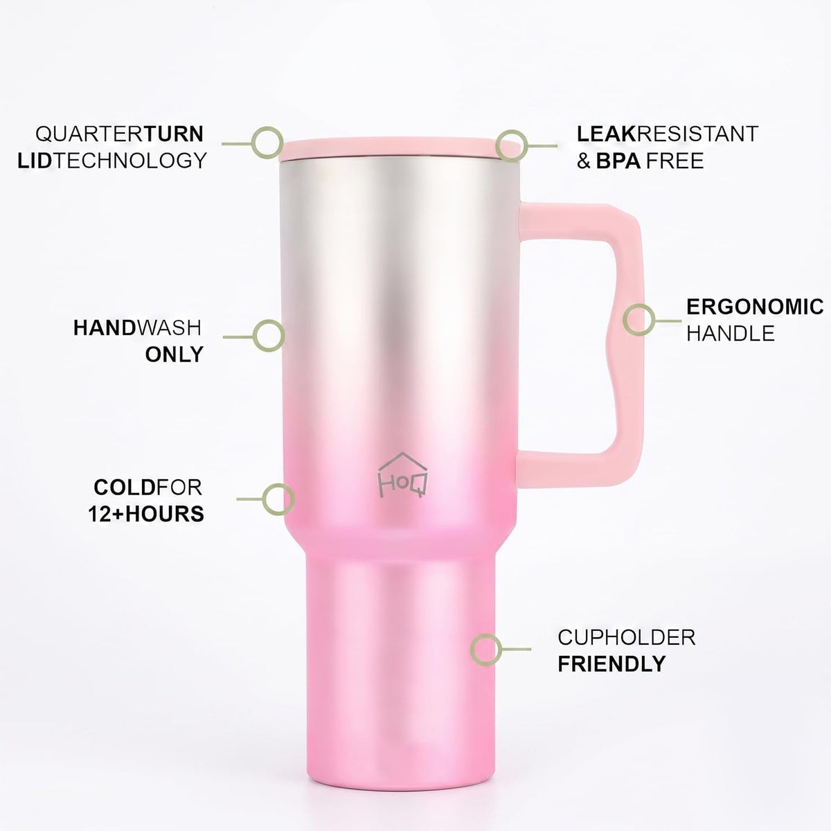 House of Quirk 1200ML Stainless Steel Tumbler with Handle - Electric Pink