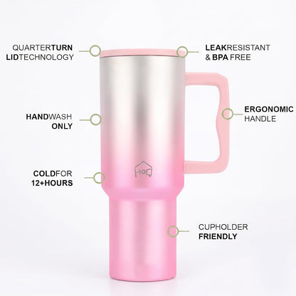 House of Quirk 1200ML Stainless Steel Tumbler with Handle - Electric Pink