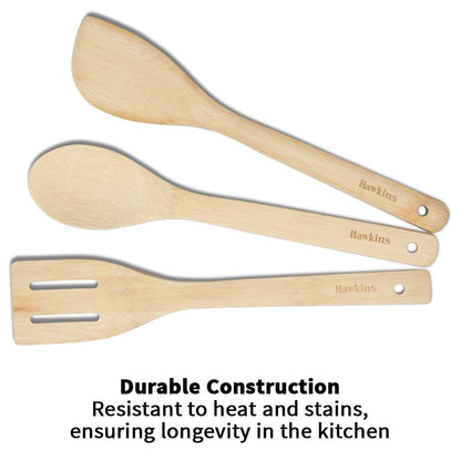 Hawkins Bamboo Spatula Set of 3, Natural Handmade Bamboo Spatulas, Kitchen Tools