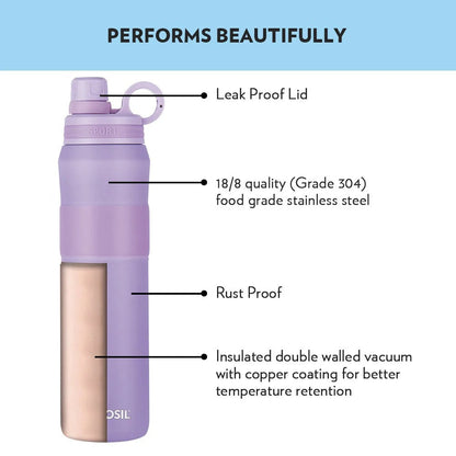 Borosil Hydra Water Bottle ThirstBurst Lavender 800ml