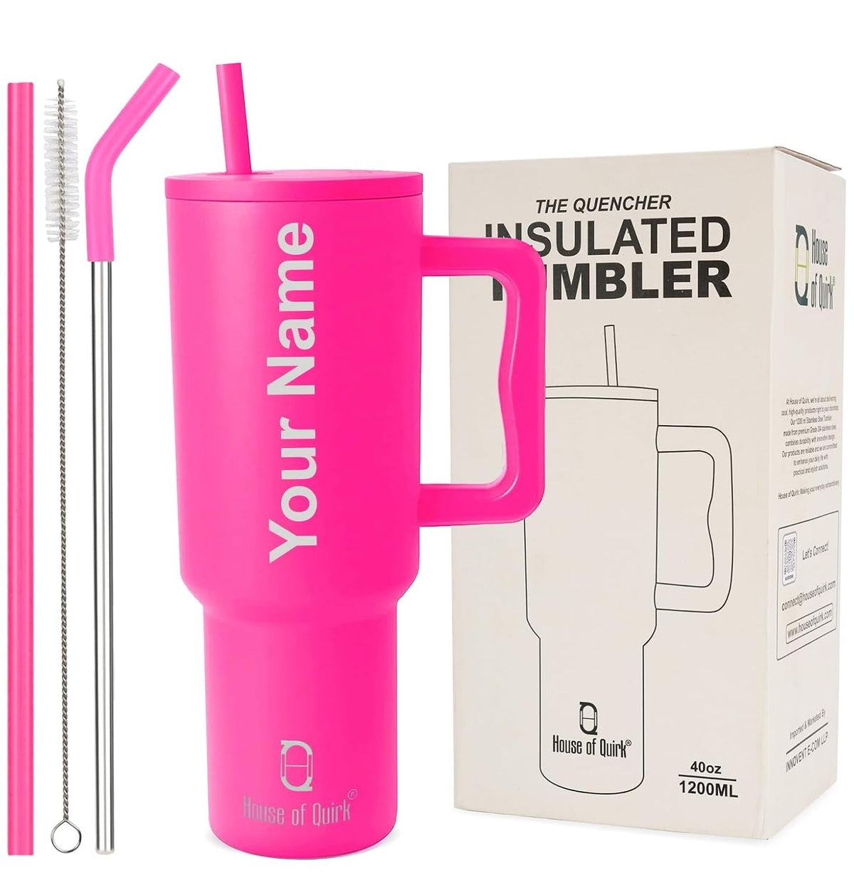 House of Quirk 1200ML Custom Name Tumbler - Raspberry