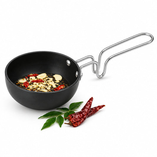 Tosaa Vagharia Hard Anodized Aluminium Tadka Pan 90mm Black