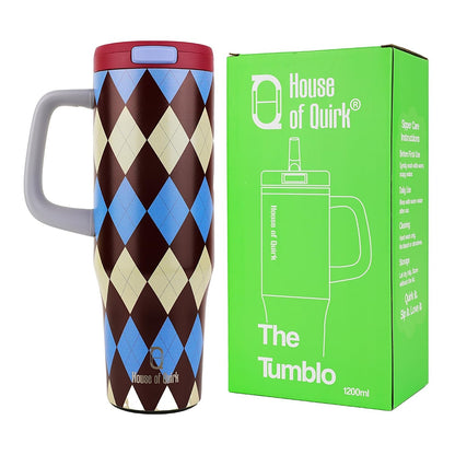 House of Quirk 1200ML Stainless Steel Tumbler - (Retro Plaid)
