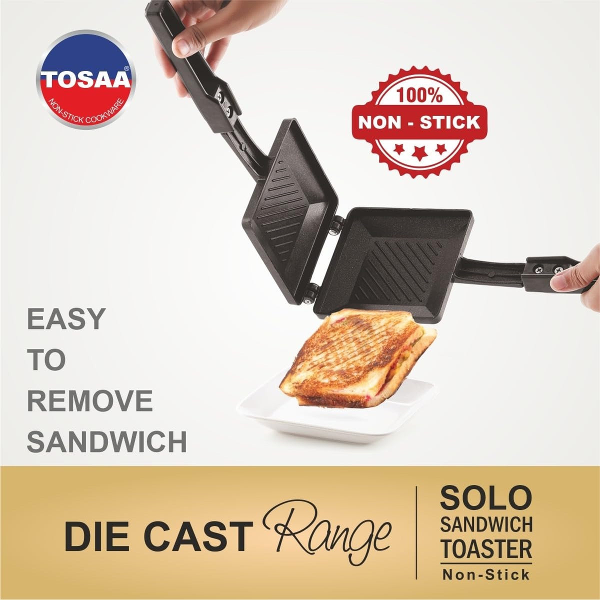 Tosaa Solo Sandwich Toaster Gas Non-Stick Black