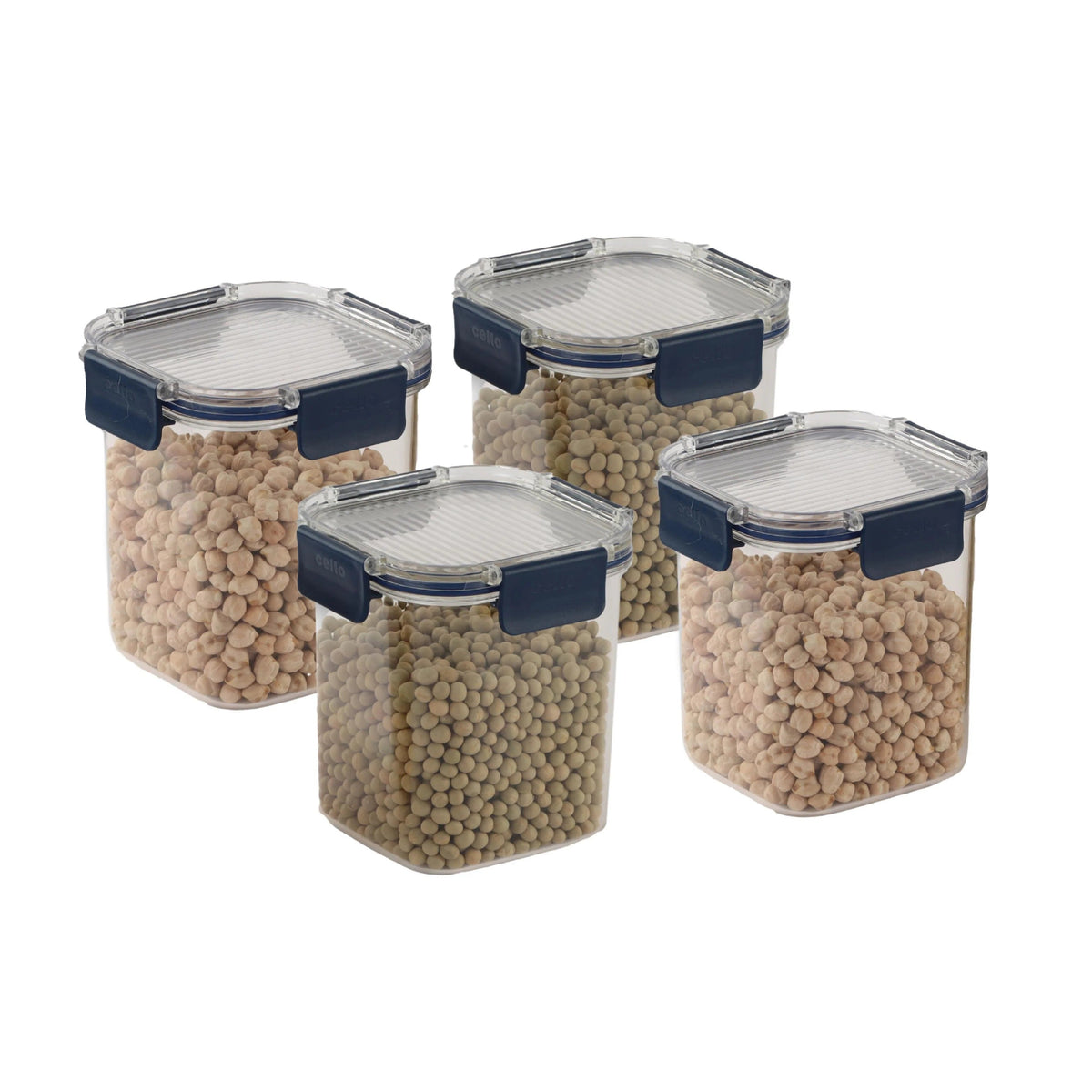 Cello Stack Lock Glass Storage Jar Set of 4