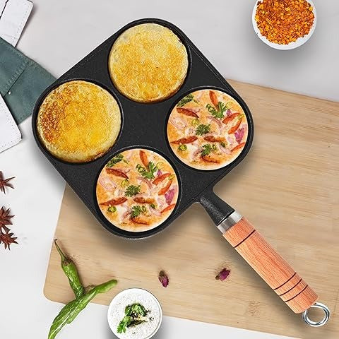 Tosaa Non-Stick Grill Uttapam Maker Aluminium Multi Snack Maker 4-Cavity Black