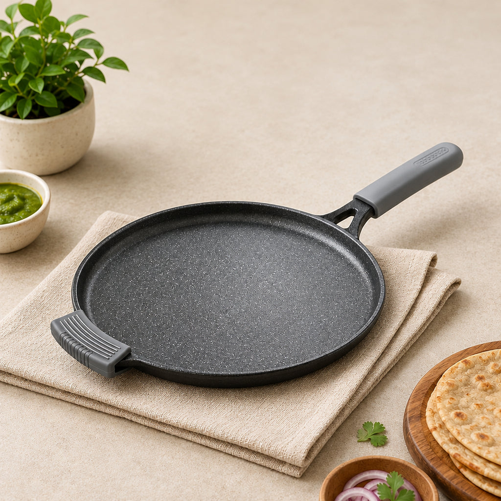 Tosaa Cast Iron Dosa Tawa with Long Handle 28cm