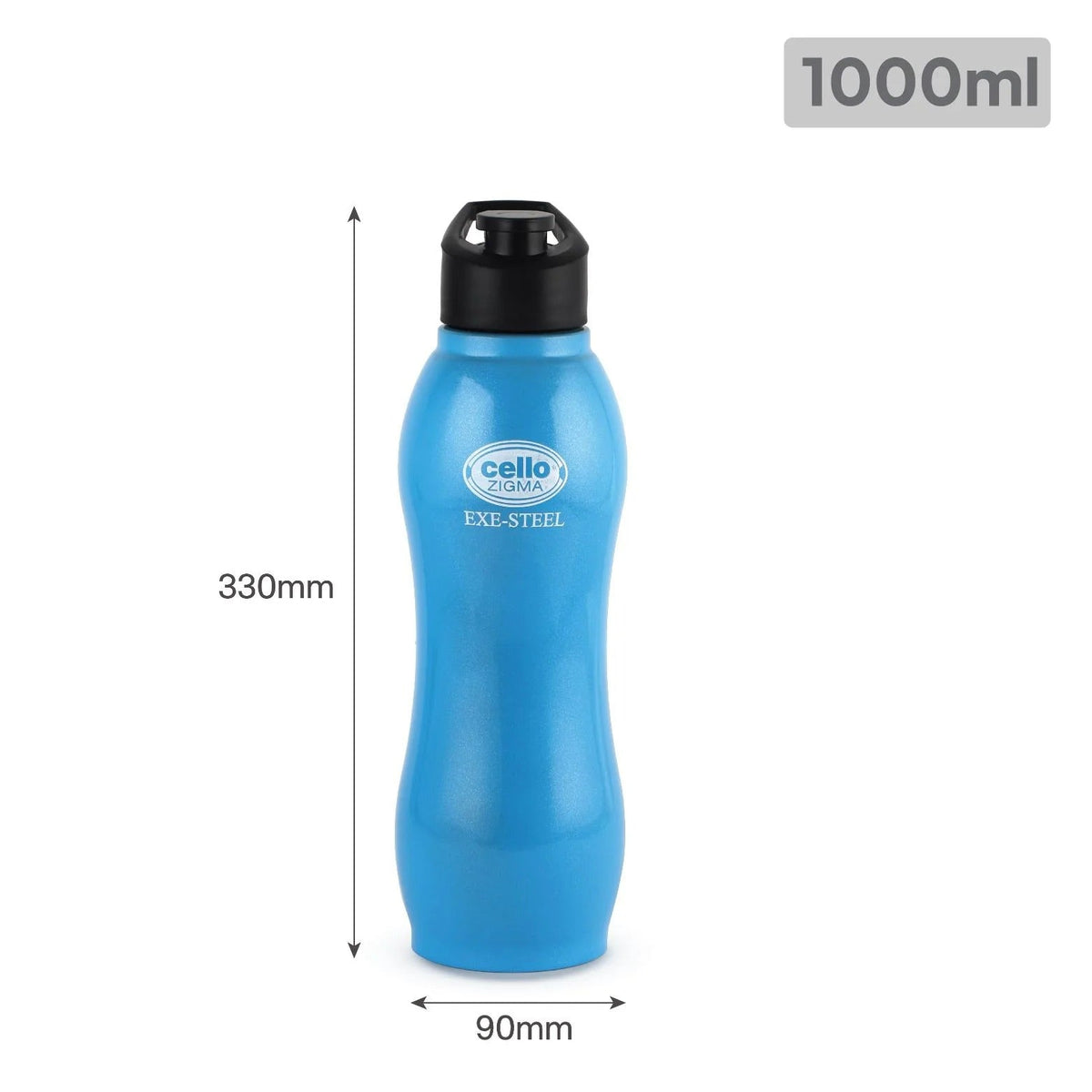 Cello Zigma Exe Single Walled Stainless Steel Flask 1000ml - Blue