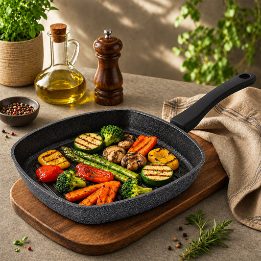 Tosaa Non-Stick Aluminium Grill Pan 22cm Marble - Grey