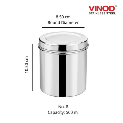 Vinod Stainless Steel Deep Dabba 500ml Set of 6 Pieces