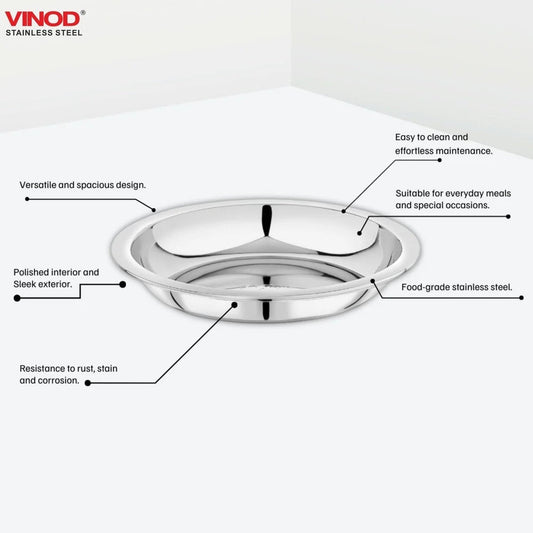 Vinod Stainless Steel Halwa Plate Set of 6 Pieces (12.2cm diameter)