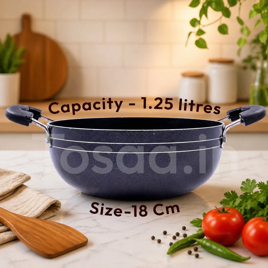 Tosaa Non-Stick Kadhai 18cm Aluminium Black