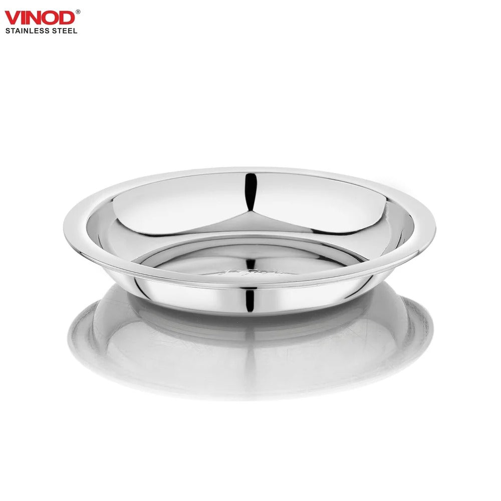 Vinod Stainless Steel Halwa Plate Set of 6 Pieces (12.2cm diameter)