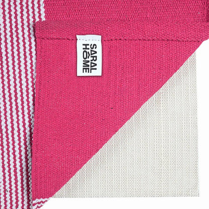 Saral Home Mid Stripe Cotton Anti Slip Yoga Mat/Runner