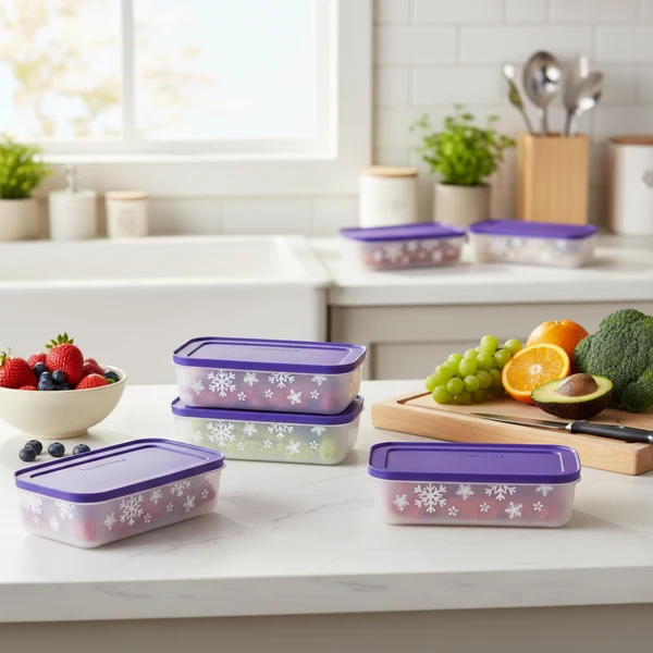 Tupperware Freezer Mate II Medium Low 1L Set of 6 Pieces