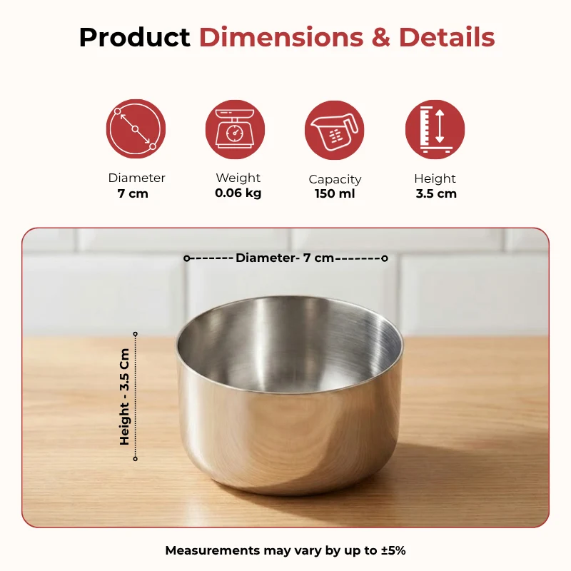 Vinod Stainless Steel Vati Katori Set of 12 Pieces (150ml each)