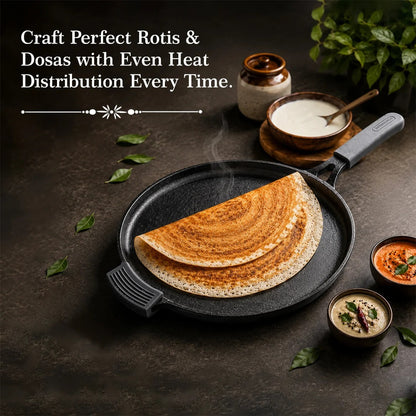 Tosaa Cast Iron Dosa Tawa with Long Handle 28cm