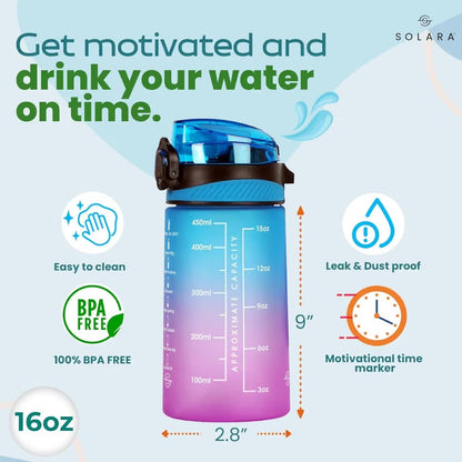 Solara Motivational Water Bottle Multicolor Fuscia 500ml (Free Size)