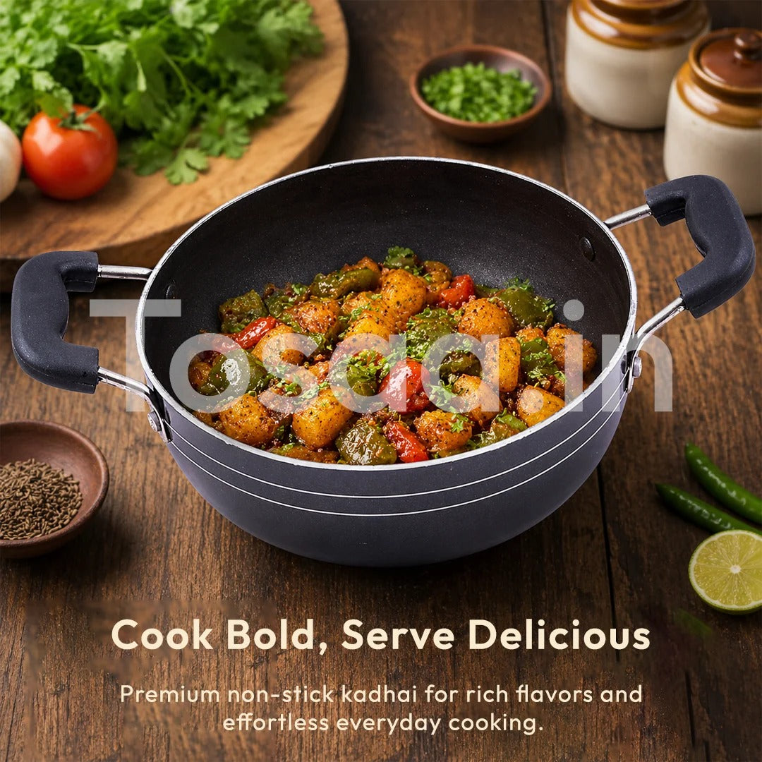 Tosaa Non-Stick Kadhai 18cm Aluminium Black