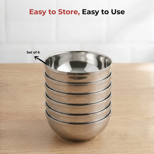 Vinod Stainless Steel Maharaja Bowl Set of 6 Pieces (150ml each)