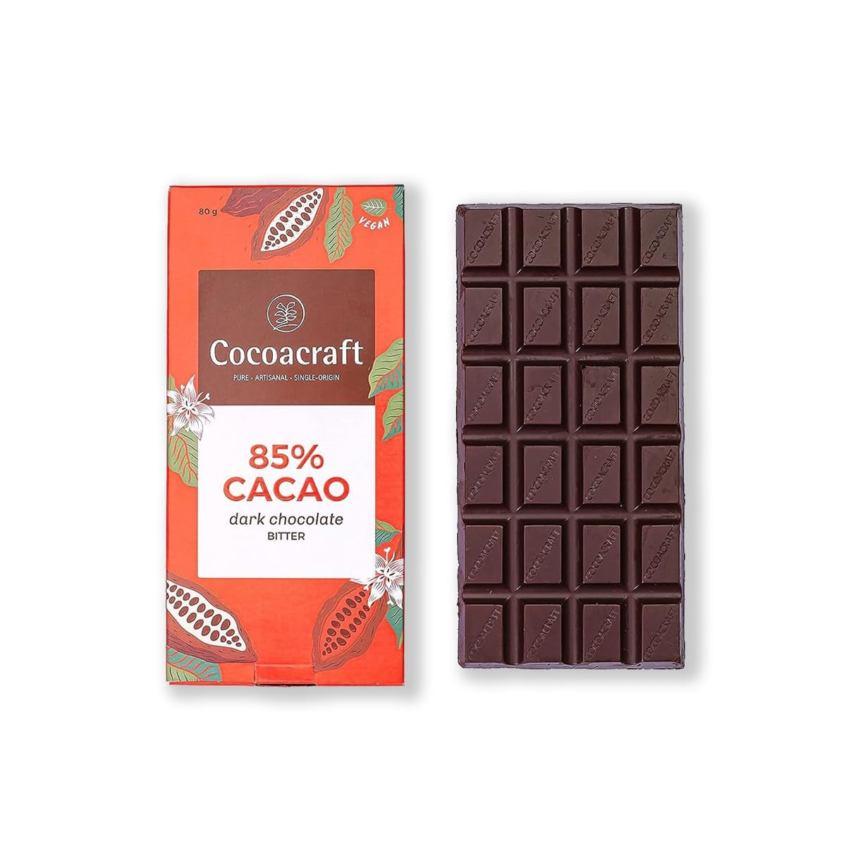 Cocoacraft 85% Dark Chocolate Bar - 80 grams